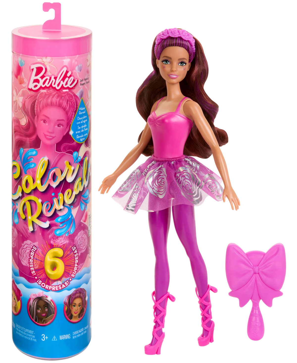 Barbie Color Reveal Ballerina Series Doll Accessories, 6 Balletcore-Inspired Surprises -Styles May Vary - Multi-color