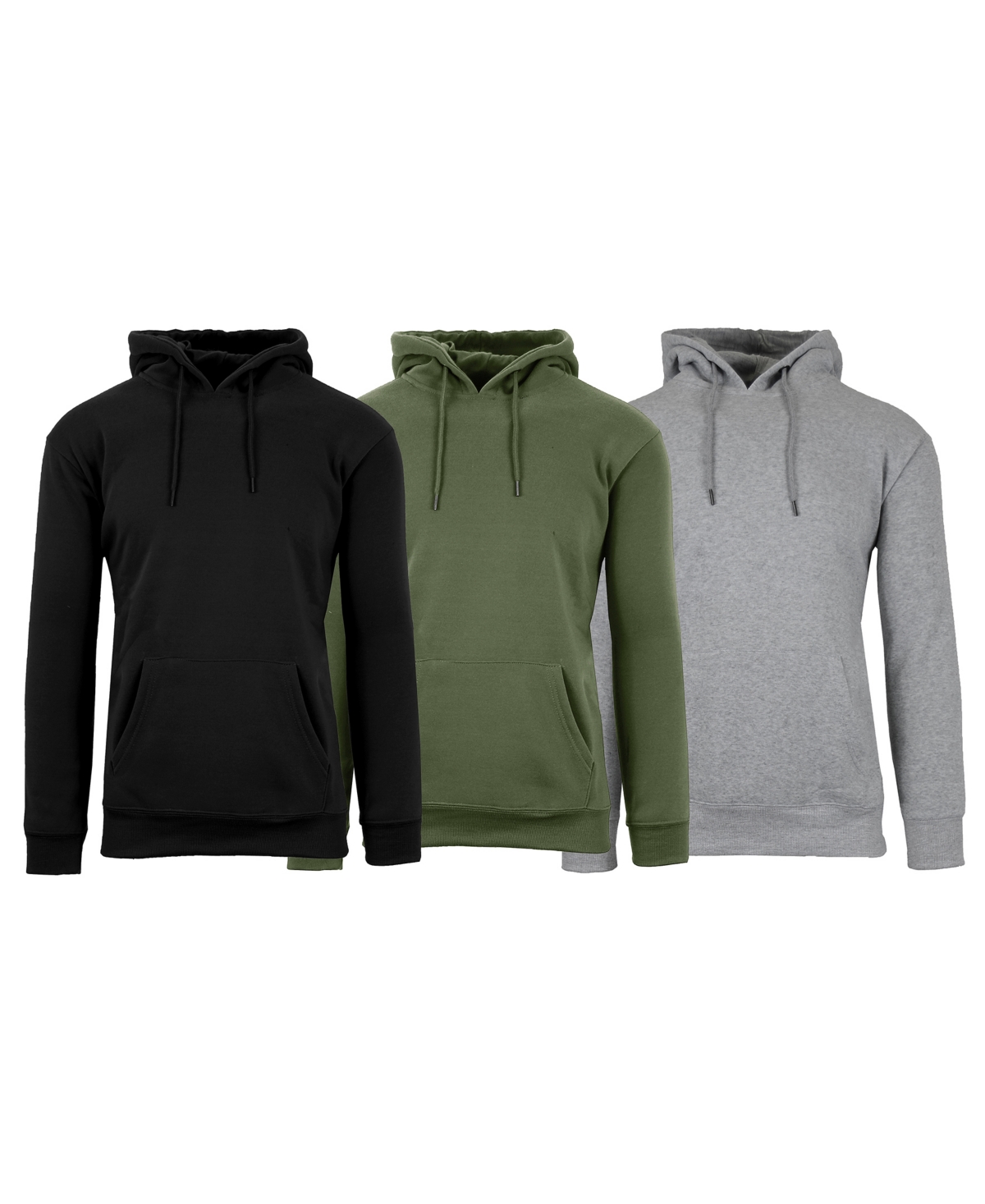 Men's Heavyweight Fleece-Lined Pullover Hoodie Sweatshirt - 3 Pack - Navy-Heather Grey-Charcoal