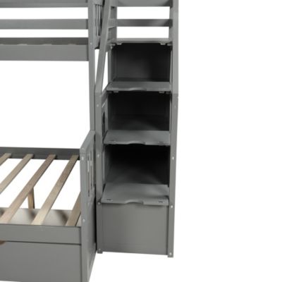 Streamdale Twin Over Full Bunk Bed With Drawers, Storage And Slide, Multifunction