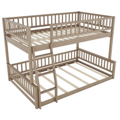 Streamdale Full XL over Queen Bunk Bed with Ladder and Guardrails, Walnut