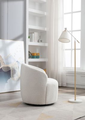 Teddy Fabric Swivel Barrel Chair with Metal Ring