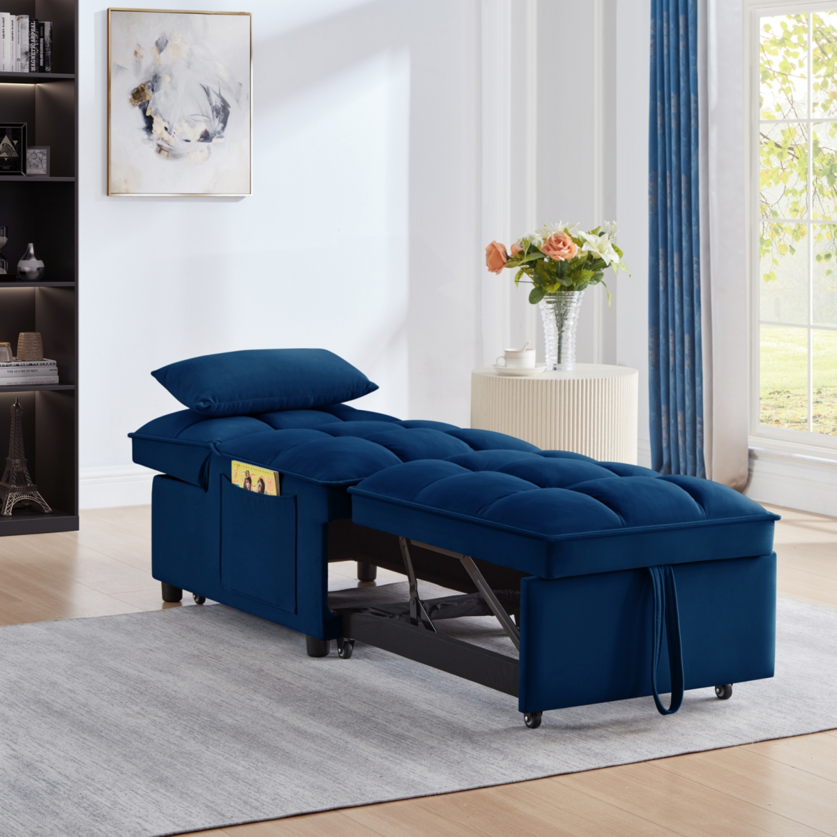 Streamdale Furniture 4-in-1 Sofa Bed with Adjustable Backrest, Storage, and Pillows