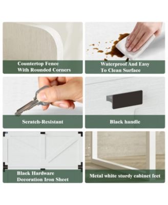 Streamdale Farmhouse Shoe Cabinet with Flip Drawers and Metal Legs