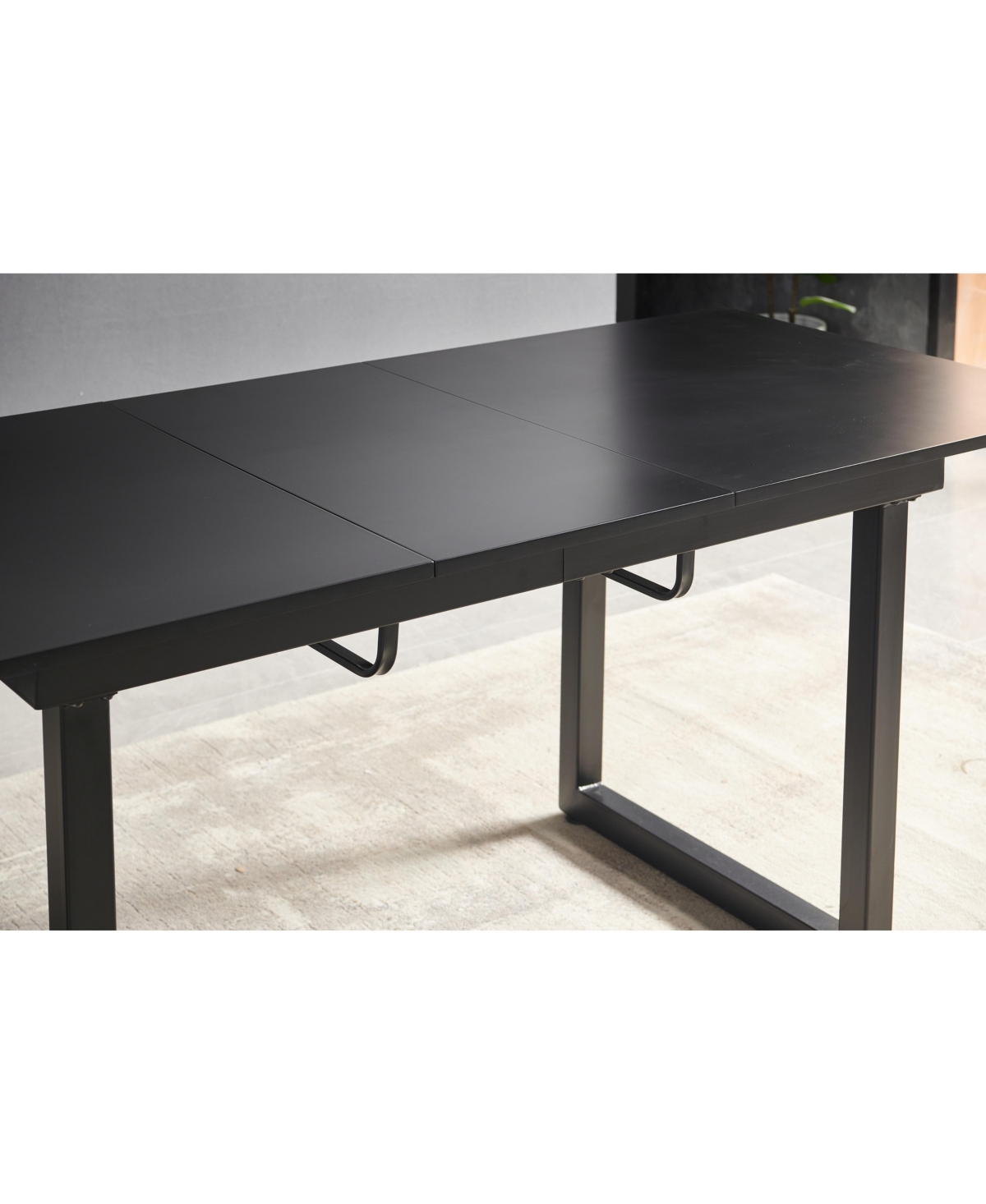 Streamdale Furniture Black Extendable Dining Table, Space-Saving Kitchen Table (70.86" x 31.5" x 29.5")