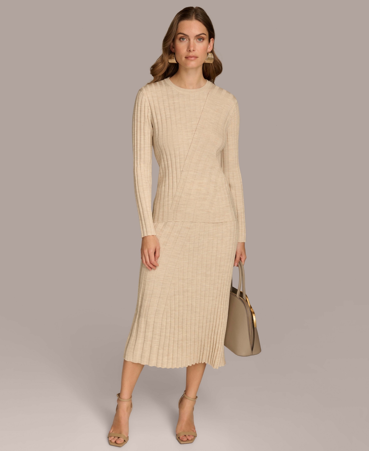 Donna Karan New York Women's Rib Knit Wool Sweater
