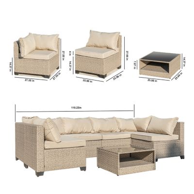 Streamdale 7-Piece Patio Set Water-Resistant Cushions, Modular Design