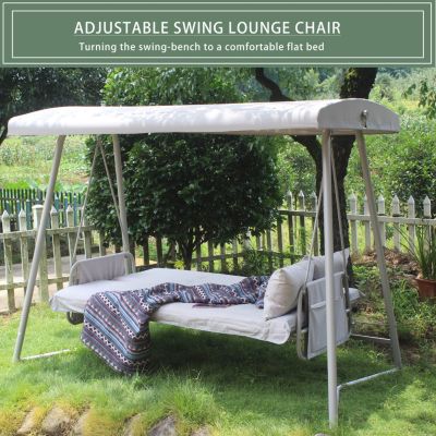 Streamdale 3-in-1 Outdoor Swing Chair Bed with Canopy and Cushion