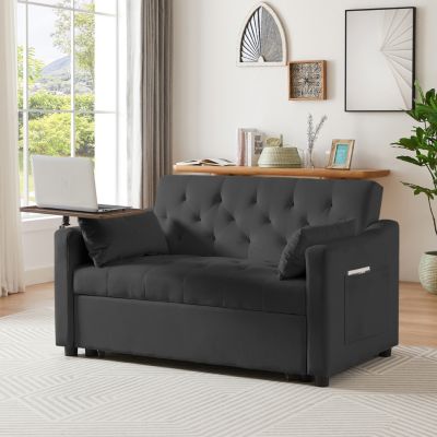 Velvet Sofa Bed with Adjustable Positions
