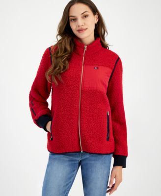 Tommy Hilfiger Women s Sherpa Mock Neck Zippered Jacket Macy s