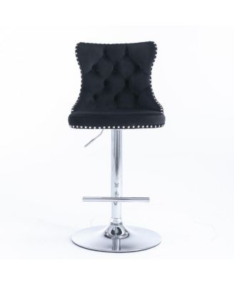 Adjustable Swivel Velvet Bar Stools, Set of 2