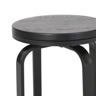 Modern Industrial Swivel Counter Stool with Faux Wood Seat