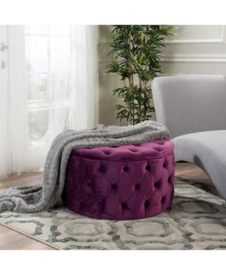 Ottoman Velvet Modern Glam Button Tufted