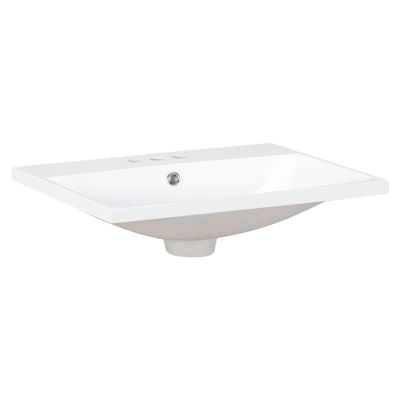 24" Ceramic Vanity Top, White Basin, 3-Faucet Holes
