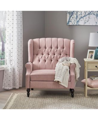 1 Count Fabric Contemporary Nailhead Wingback Pushback Recliner