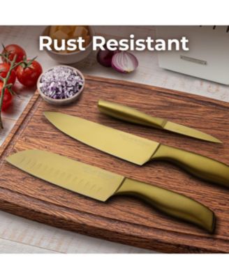 15 Piece Stainless Steel Knife Set with Block and Sharpener