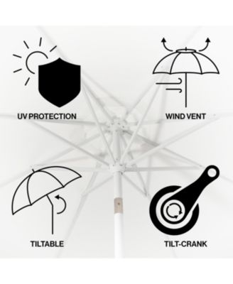 Baiona 9 ft Market Patio Umbrella, UV Protection, Auto-Tilt, Crank, Wind Vent