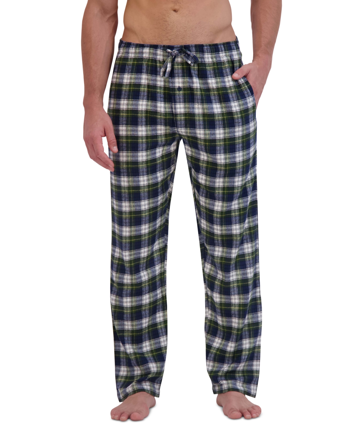 Hanes Men's Ultimate Ultra Soft Plaid Flannel Pajama Pants -blue