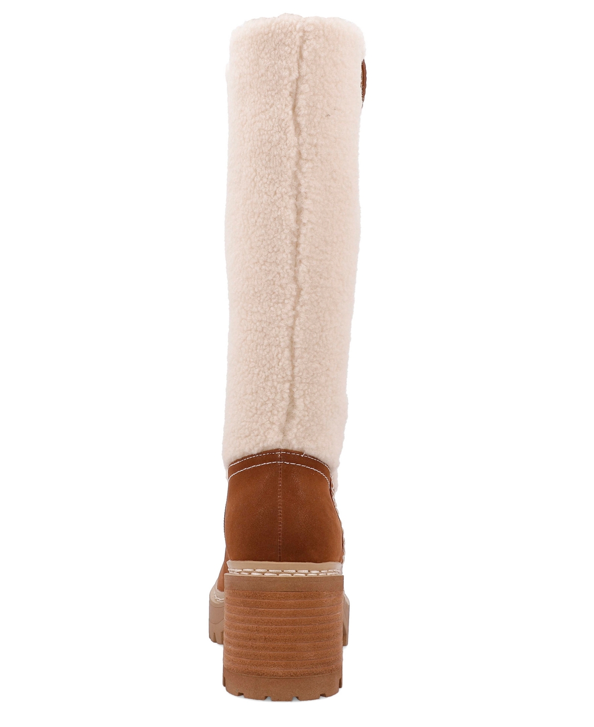Mia Teirson Womens Block Heel Faux Fur Knee-high Boots In Cognac