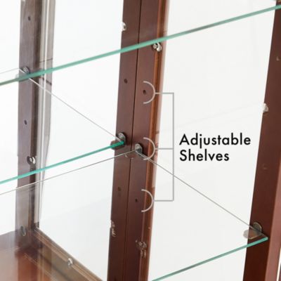 Lighted Cherry Curio Cabinet, Adjustable Shelves