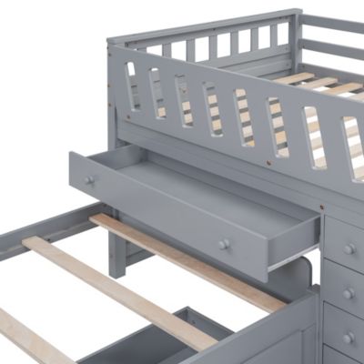 Streamdale Loft and Platform Bed with Drawers and Guardrails (White)