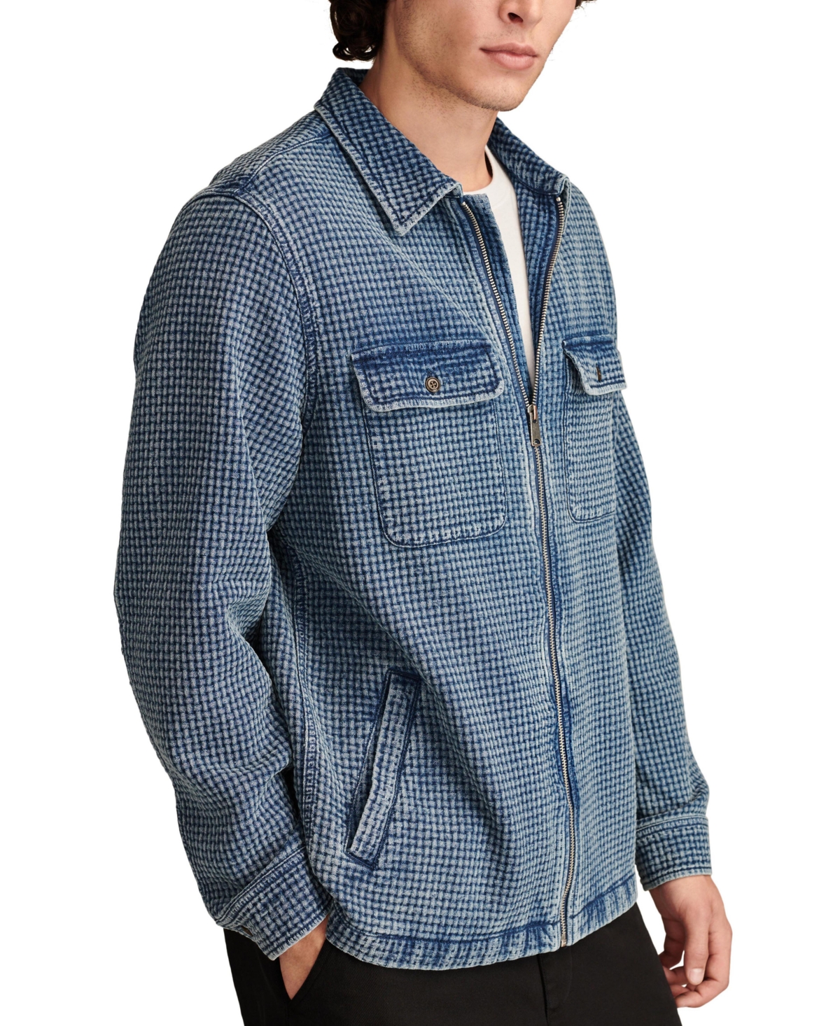 Lucky Brand Men's Waffle-Knit Zip-Front Overshirt