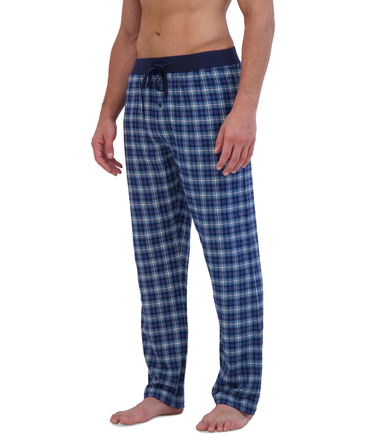 Hanes Men's Ultimate Ultra Soft Plaid Flannel Pajama Pants -white