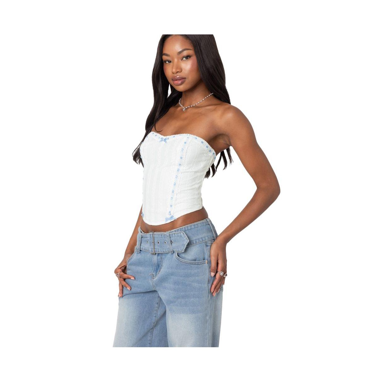 Edikted Women's Mist lacey ribbon corset top