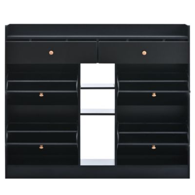  2-Tier Shoe Cabinet with 4 Flip Drawers