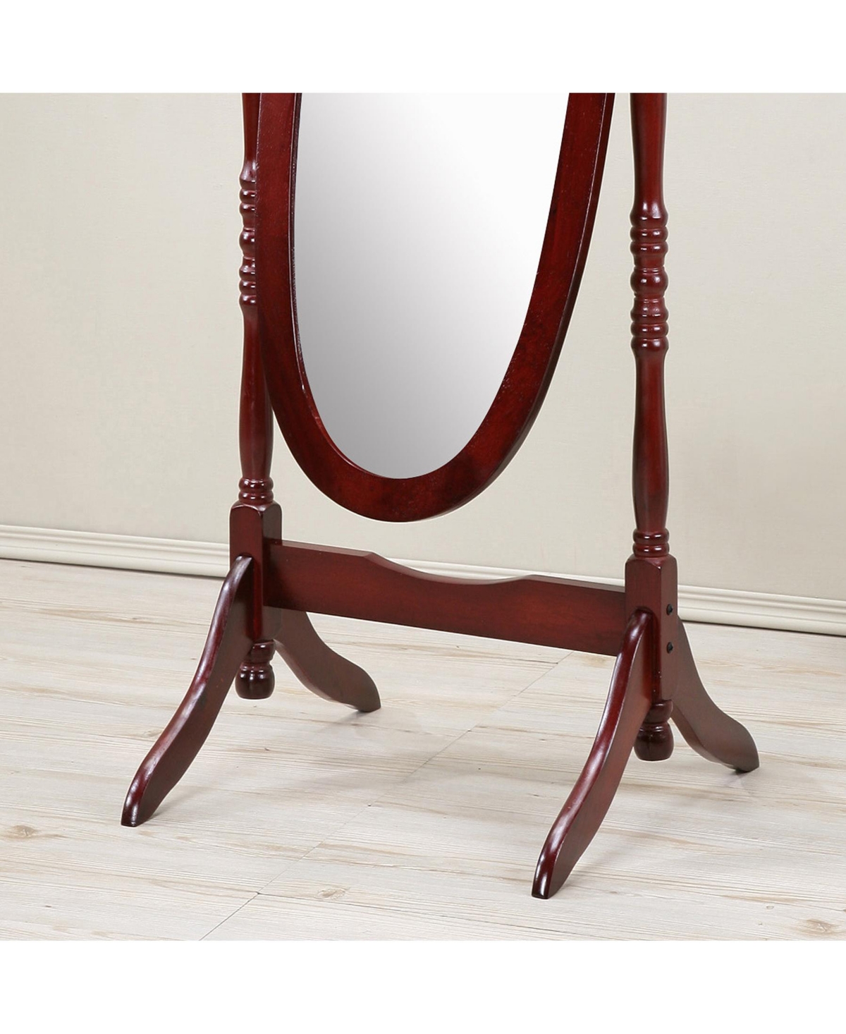 Streamdale Furniture Traditional Queen Anna Style Wood Floor Cheval Mirror,Finish - Cherry