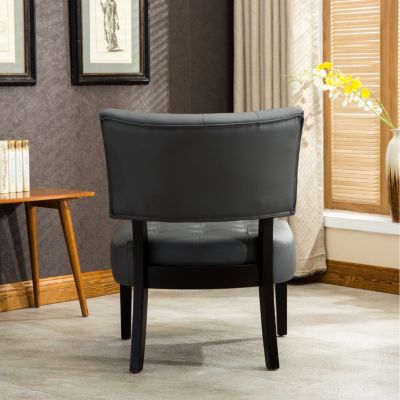Blended Leather Tufted Accent Chair with Oversized Seating