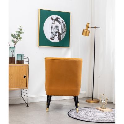 Contemporary Velvet Upholstered Accent Chair, Gold