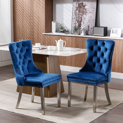 Set of 2 Velvet Upholstered Contemporary Dining Chairs