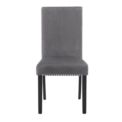 Contemporary Velvet Dining Chair with Nailhead Trim, Set of 2