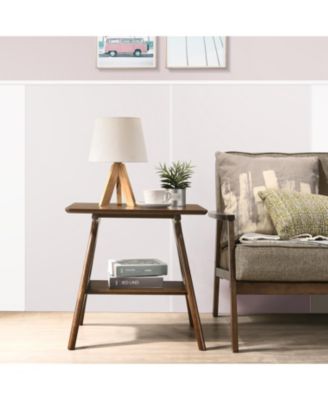 Streamdale Mid-Century Modern Wood End Table with Shelf