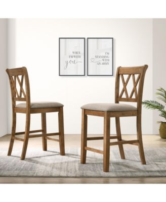 Set of 2 Fabric Upholstered Counter Height Dining Chairs
