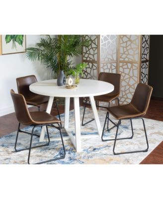 5-Piece Round Dining Set, Trestle Dining Table with 4 Stylish Chairs