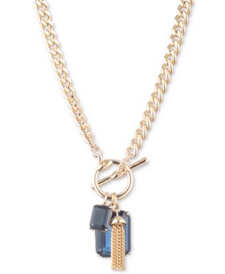 Lauren Ralph Lauren - Gold-Tone Color Stone & Tassel Multi-Charm 17" Pendant Necklace
