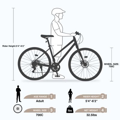 Streamdale 7-Speed Hybrid Road Bike with Disc Brakes