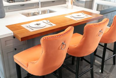 Handcrafted Velvet Barstools with Supportive Backrest