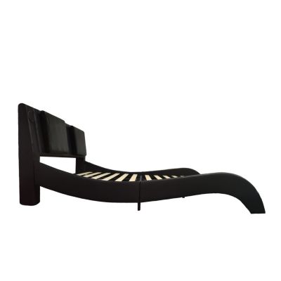 Upholstered Platform Bed with LED, Bluetooth, Massage, Curved Design (King