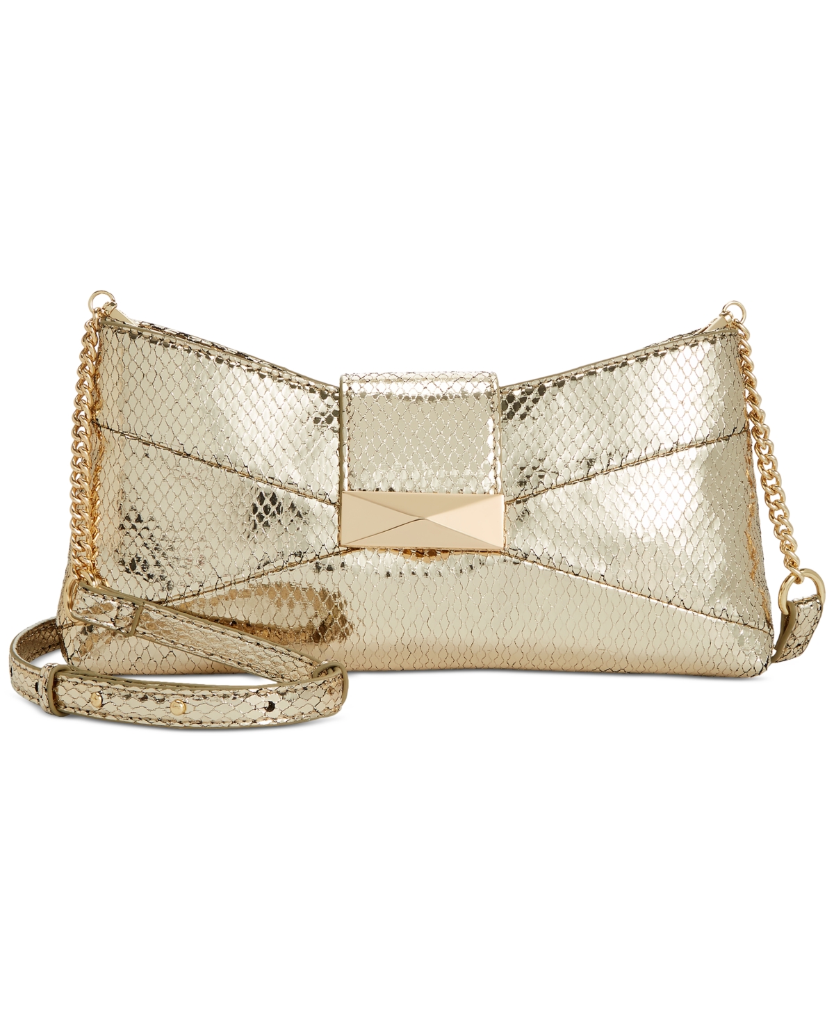 Rebecc Metallic Snake Medium Clutch Crossbody, Created for Macy's - Gold Snake