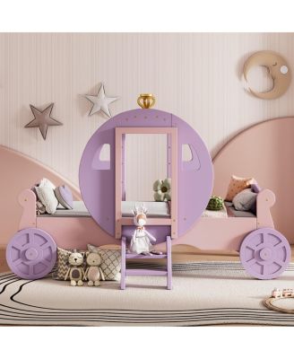 Princess Carriage Bed with Crown and Platform