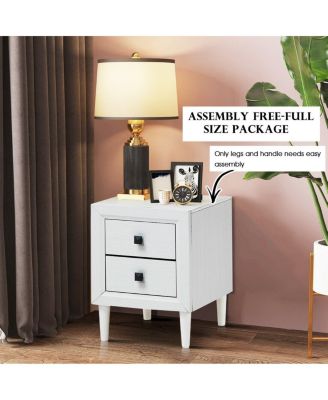 2 Pieces Multipurpose Retro Nightstand Set with 2 Drawers