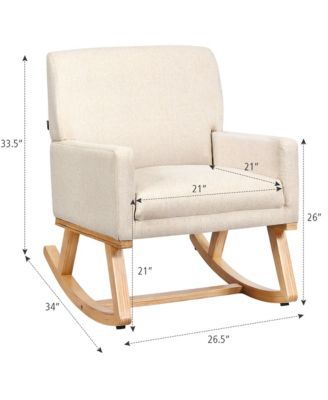 Mid Century Fabric Rocking Chair Upholstered Accent Armchair Lounge Chair Gray