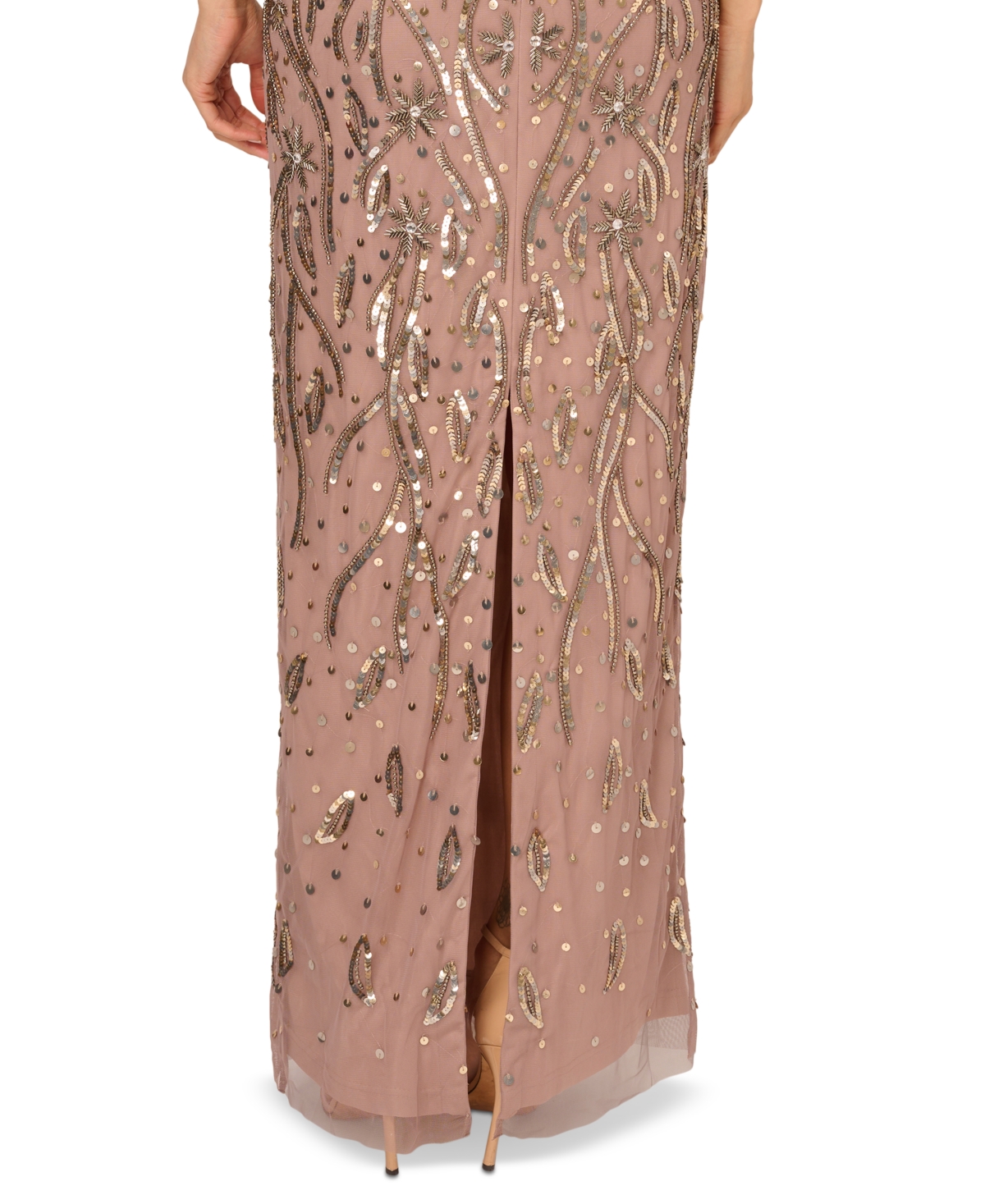 Adrianna Papell Women's Round-Neck Embellished Sheath Gown