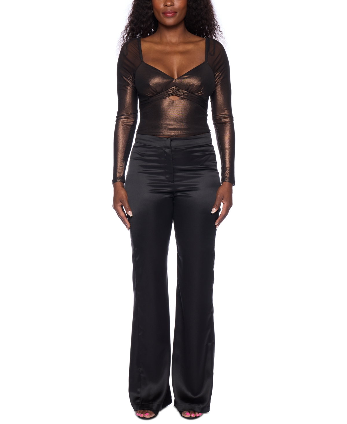 Alex & Sophia Juniors' Sweetheart-Neck Long-Sleeve Top