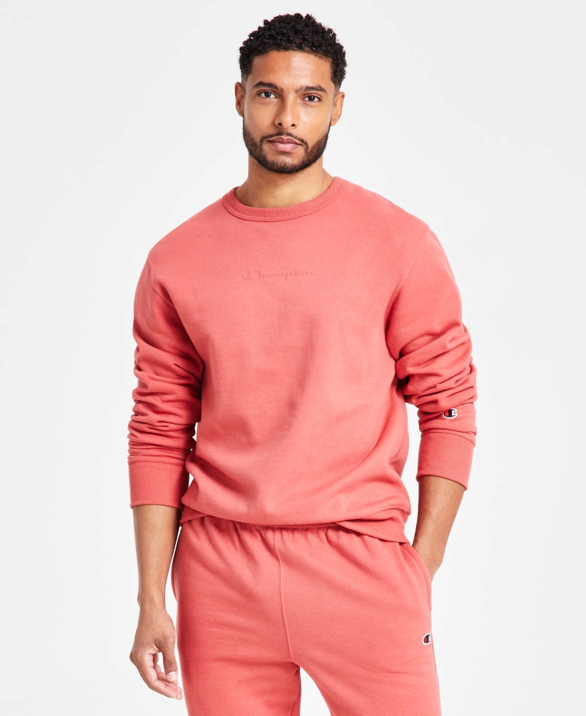 Champion Men s Classic Crewneck Sweatshirt In Picante Pink ModeSens