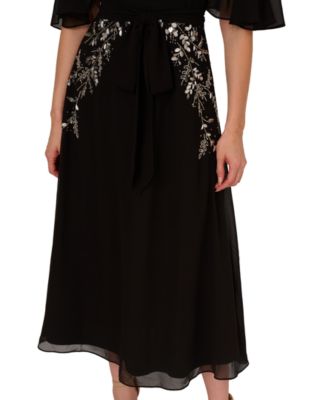 Adrianna Papell Women's Beaded Chiffon Dolman-Sleeve Dress - Macy's