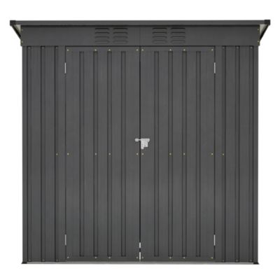Streamdale Sturdy and Tall 72&amp;#x22; x 48&amp;#x22; x 68&amp;#x22; Black Shed with Double Hinged Door
