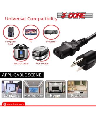 6 Feet 2 Pieces 3 Prong Replacement AC Wall Power Cord for LCD Computer Monitor Premium Quality Copper Wire PC 1001 2 Pcs